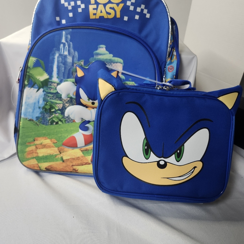 Blue Kids Backpack and Lunchbox Set